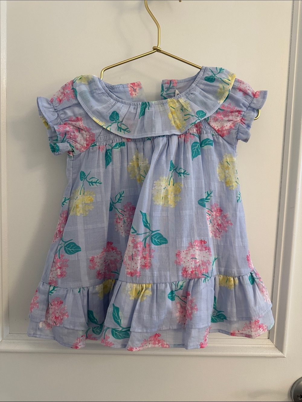 Janie and Jack Lavender Floral Ruffle Dress with Pink and Yellow Blooms